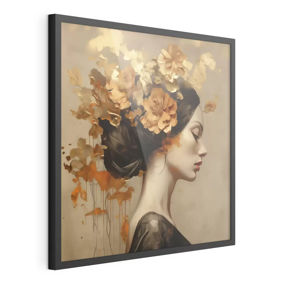 Poster Nachmalung: Mädchen mit Blumen im Haar f49401