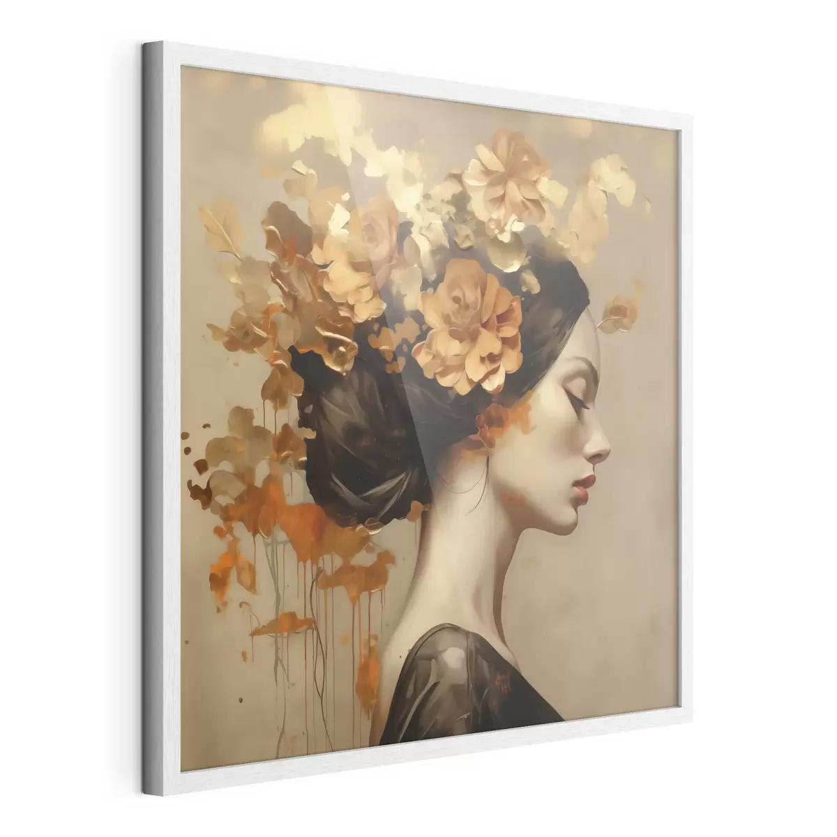 Poster Nachmalung: Mädchen mit Blumen im Haar f49401