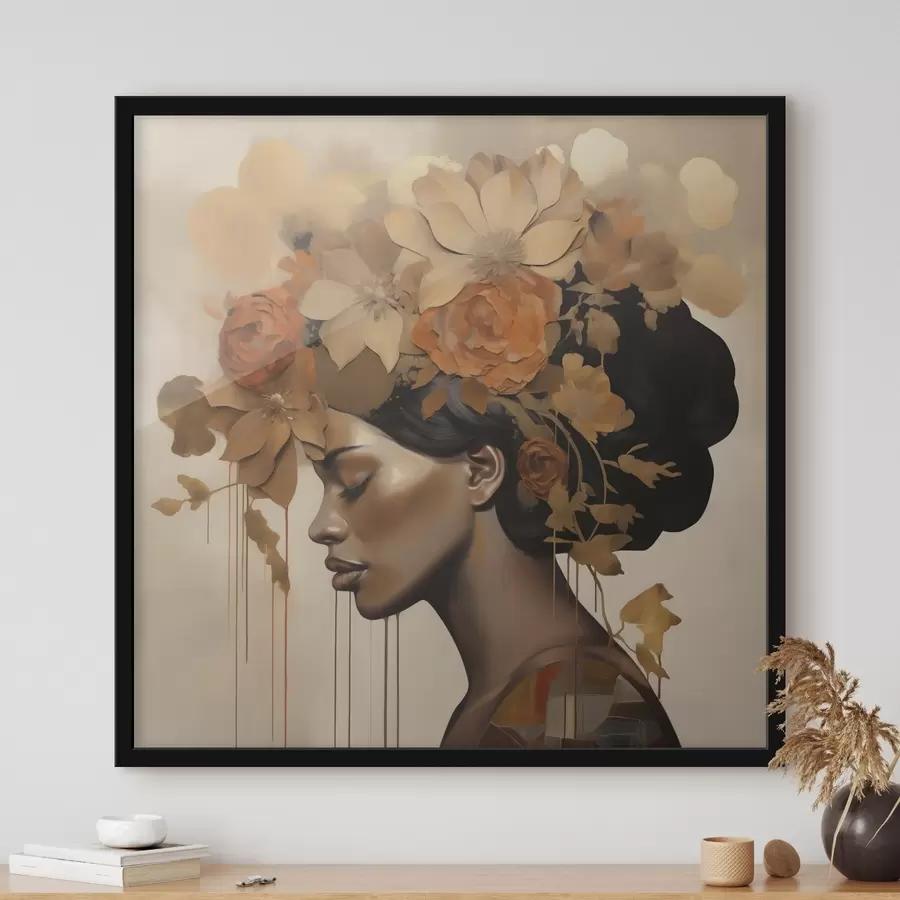 Fototapete Nachmalung: Mädchen mit Blumen im Haar f49402