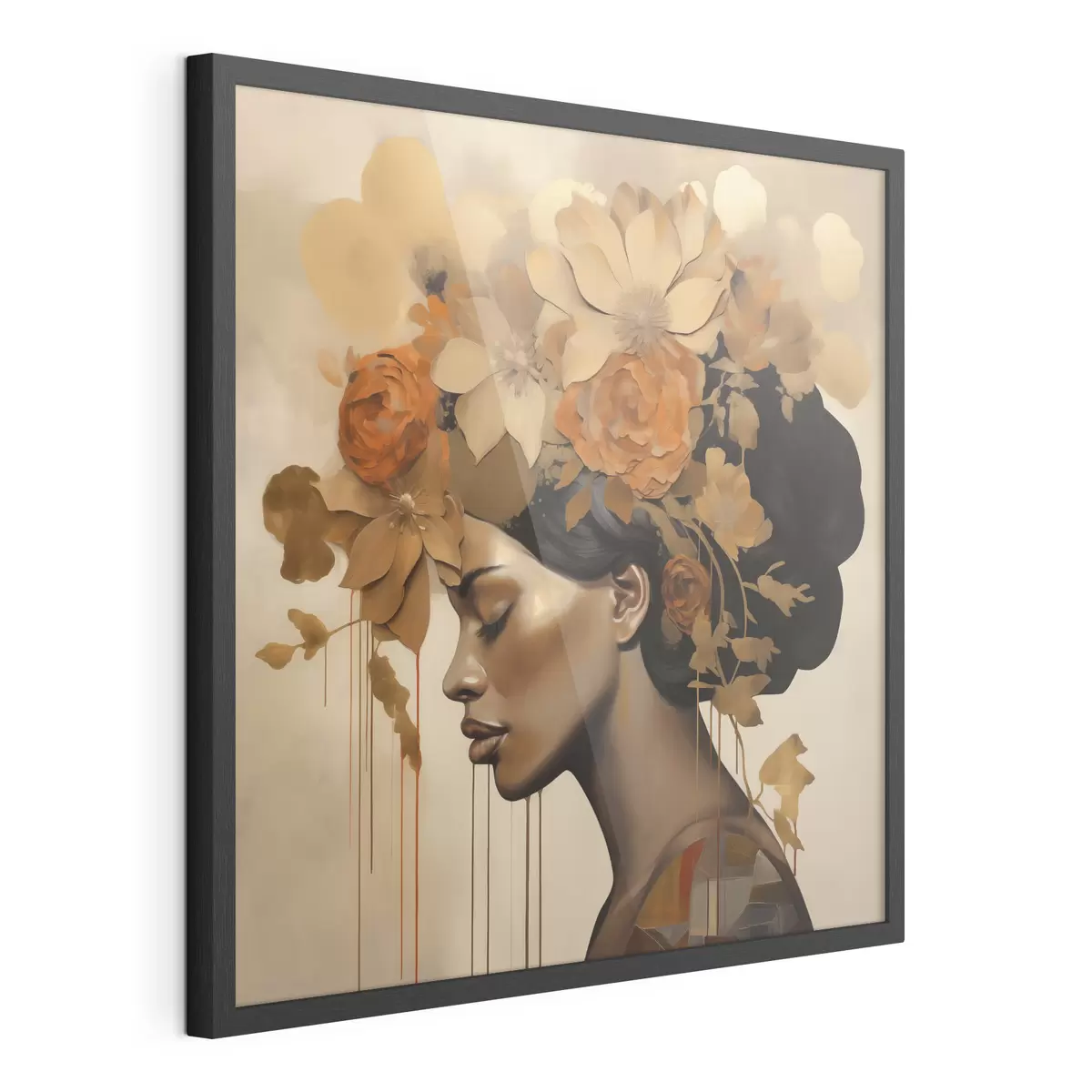 Poster Nachmalung: Mädchen mit Blumen im Haar f49402