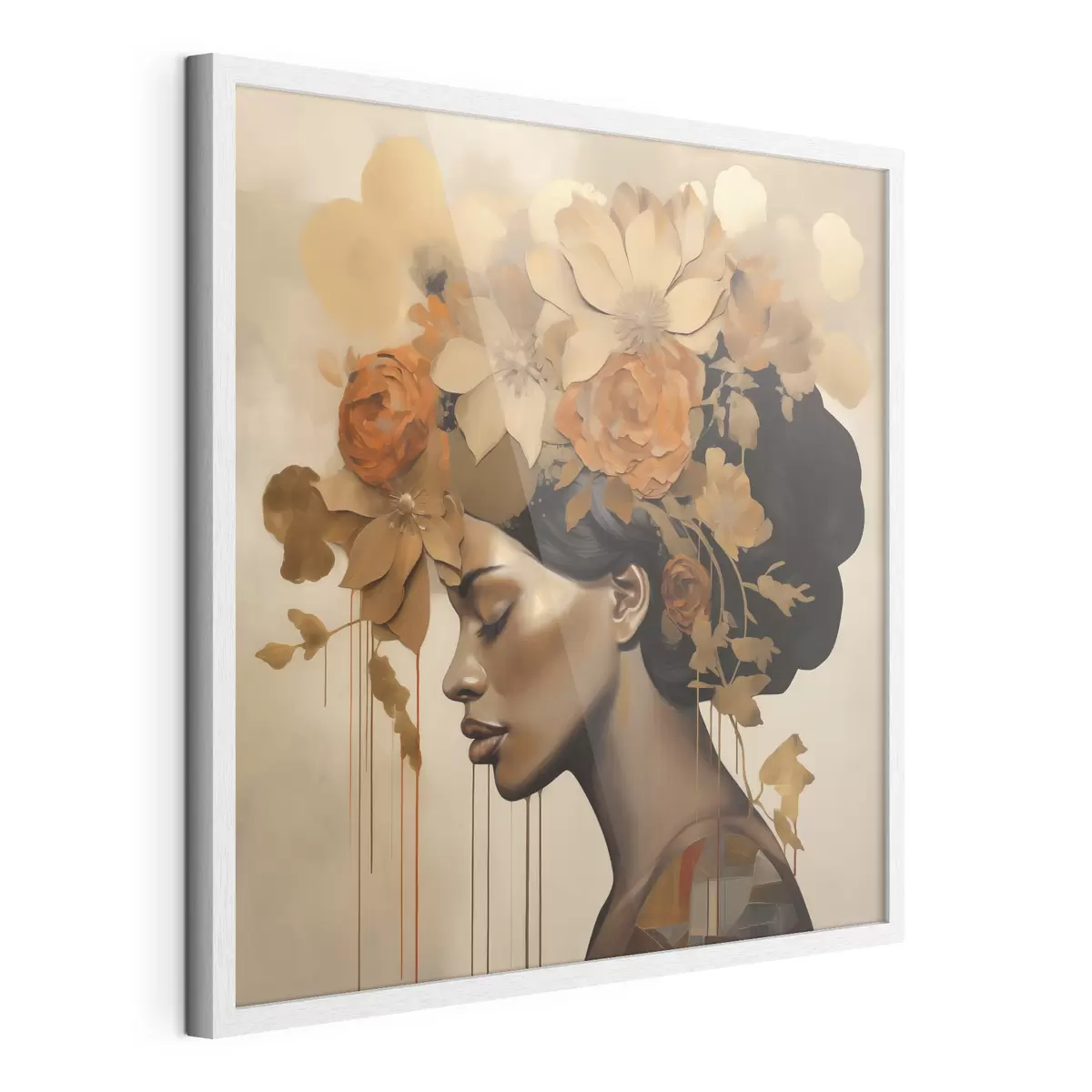 Poster Nachmalung: Mädchen mit Blumen im Haar f49402