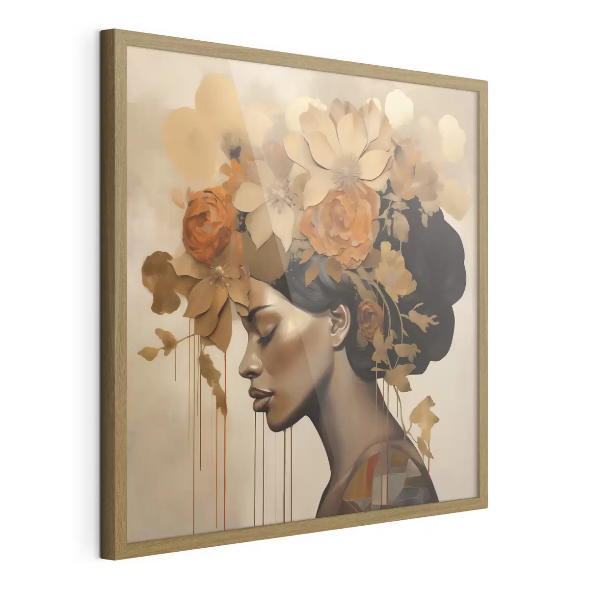 Poster Nachmalung: Mädchen mit Blumen im Haar f49402