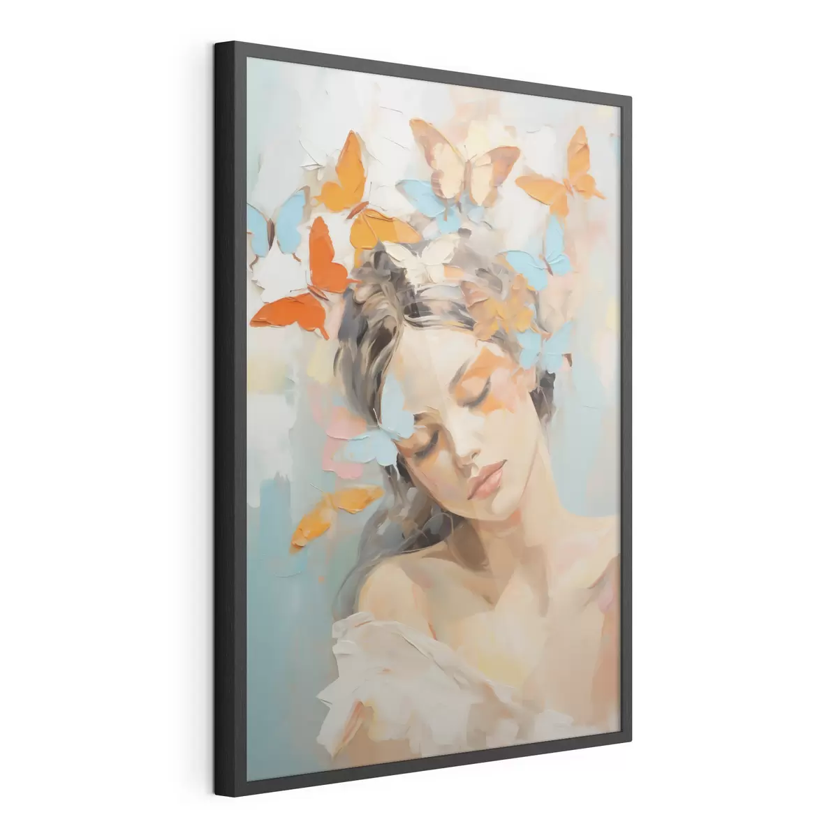 Poster Abstrakte Mädchen mit Schmetterlingen – Nachahmungsgemälde f49404
