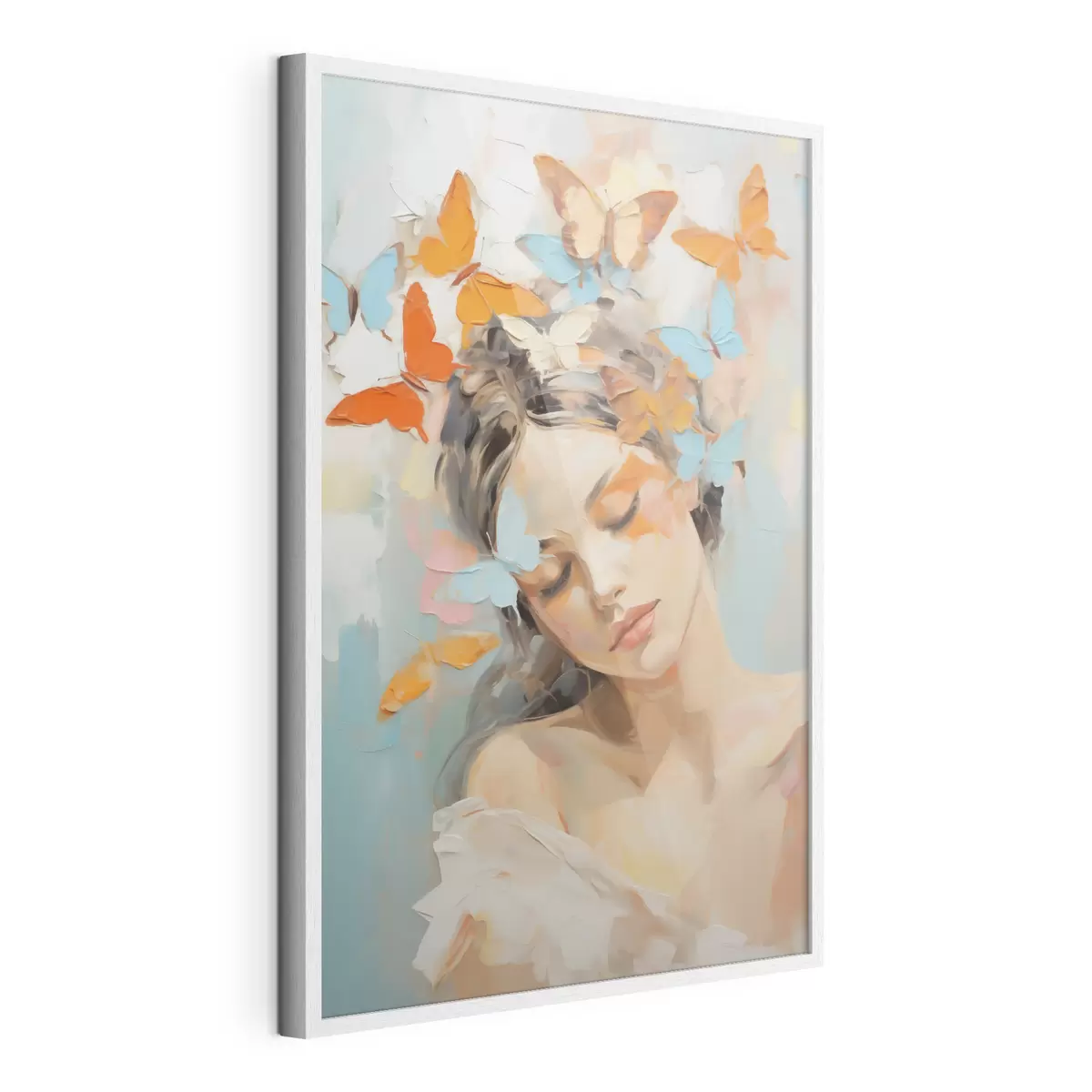 Poster Abstrakte Mädchen mit Schmetterlingen – Nachahmungsgemälde f49404