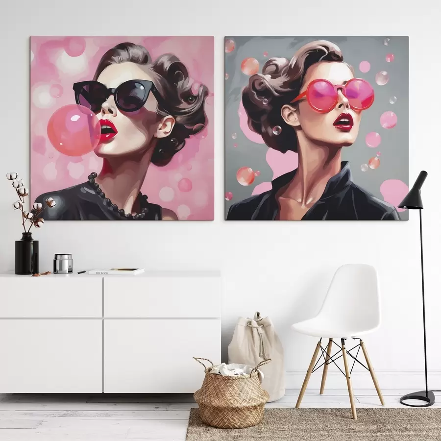 Fototapete Illustration einer jungen Frau mit Sonnenbrille m30551