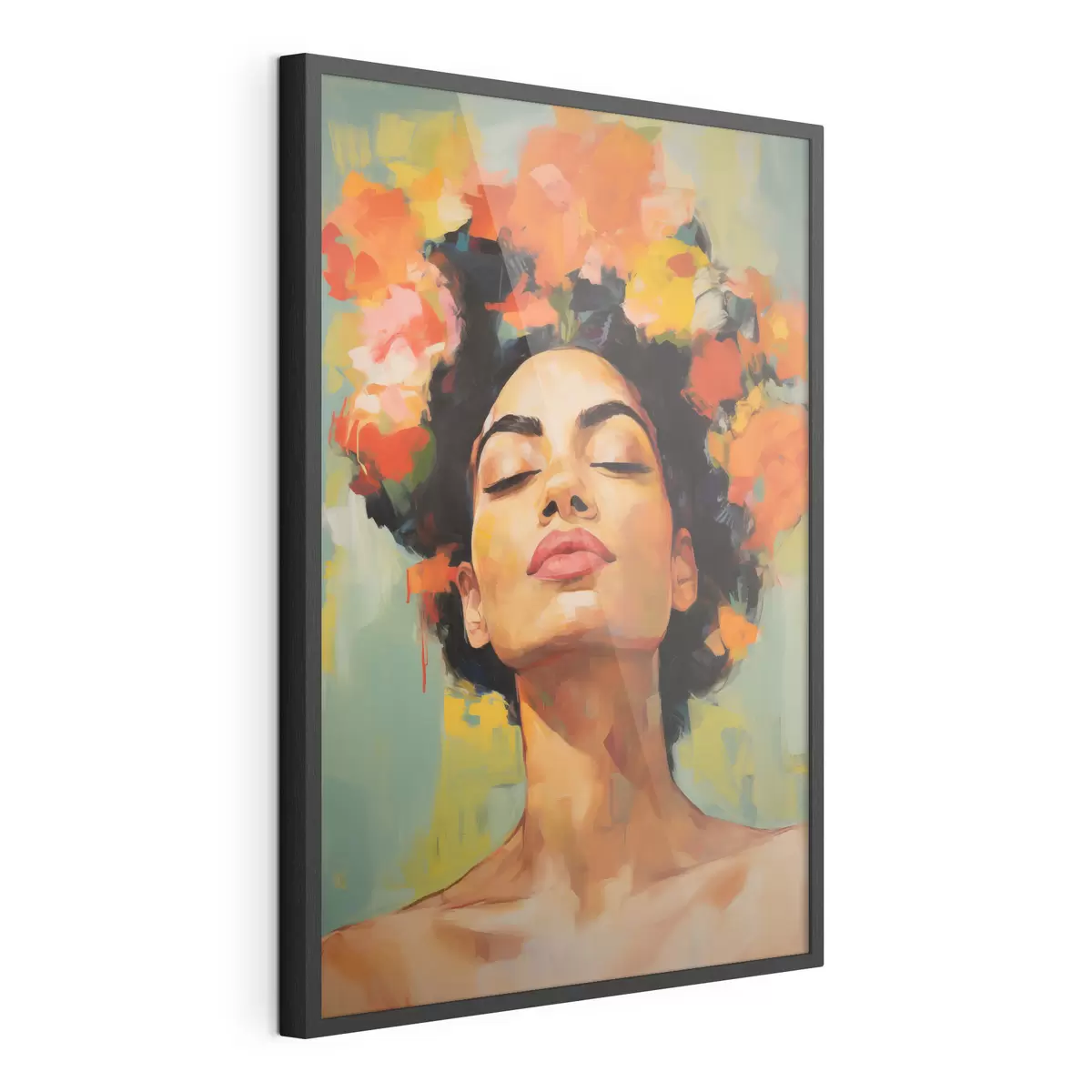 Poster Frau mit Blumen f49443