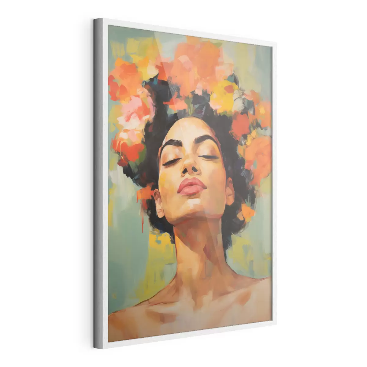 Poster Frau mit Blumen f49443