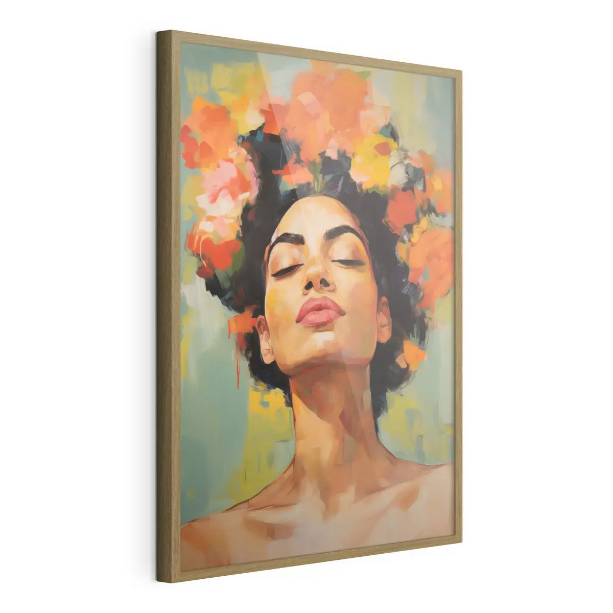 Poster Frau mit Blumen f49443