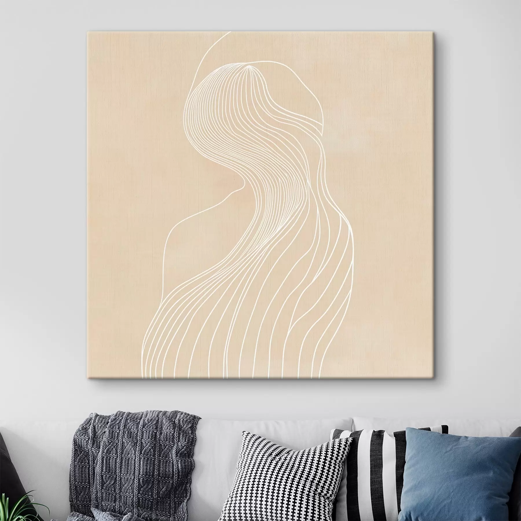 Fototapete Abstrakte weibliche Silhouette in weißen Linien im minimalistischen Stil s48875