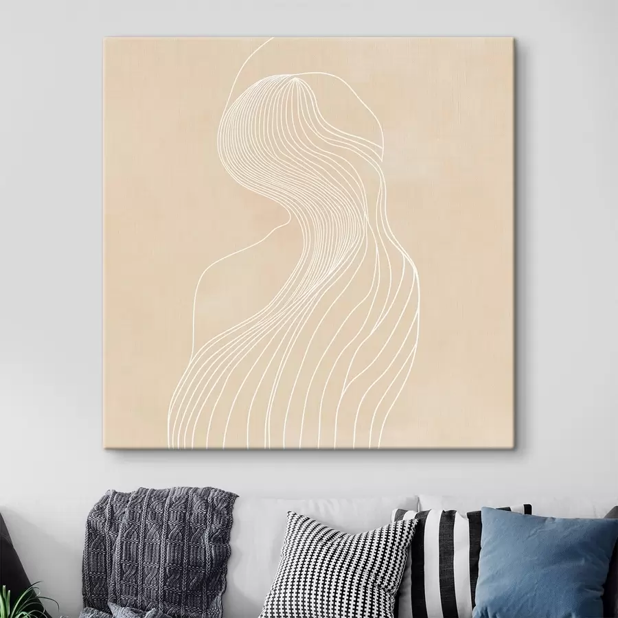 Fototapete Abstrakte weibliche Silhouette in weißen Linien im minimalistischen Stil s48875