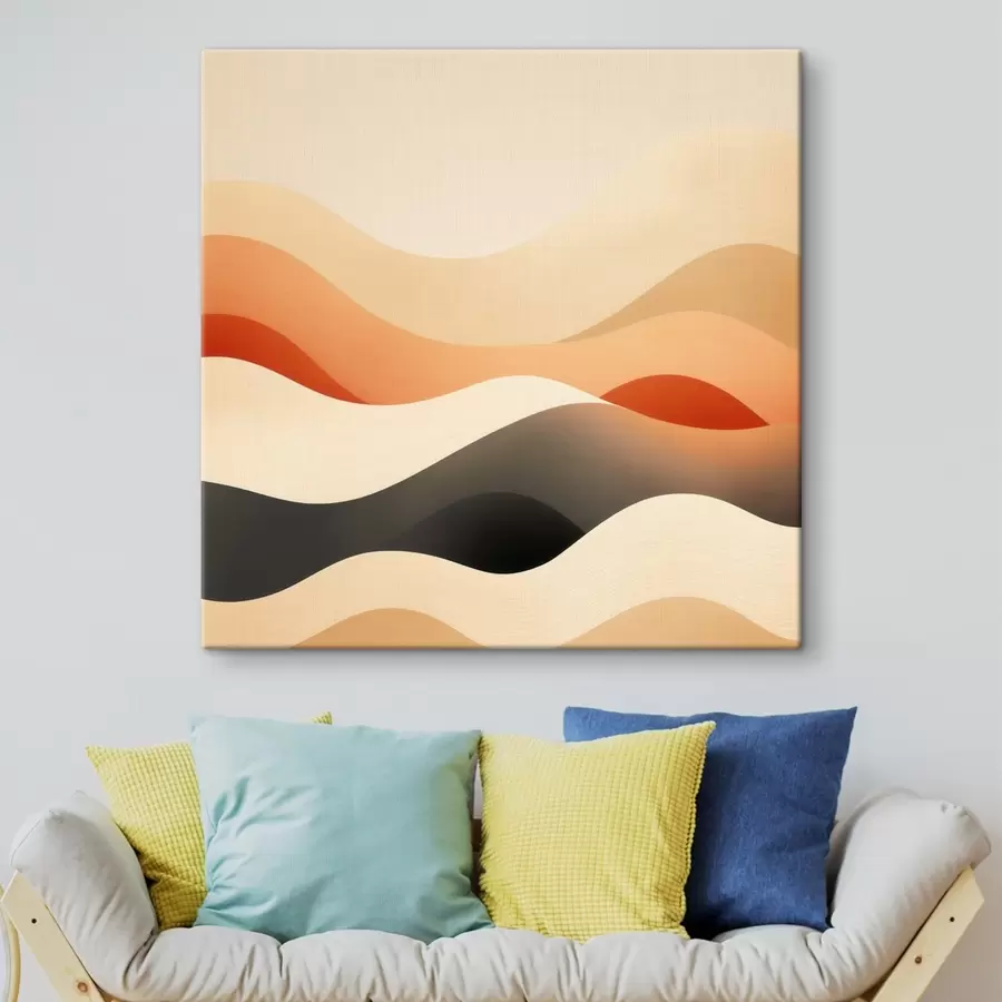 Fototapete Moderne, stilisierte Landschaft mit wellenförmigen Konturen und einem sanften Farbverlauf s48880