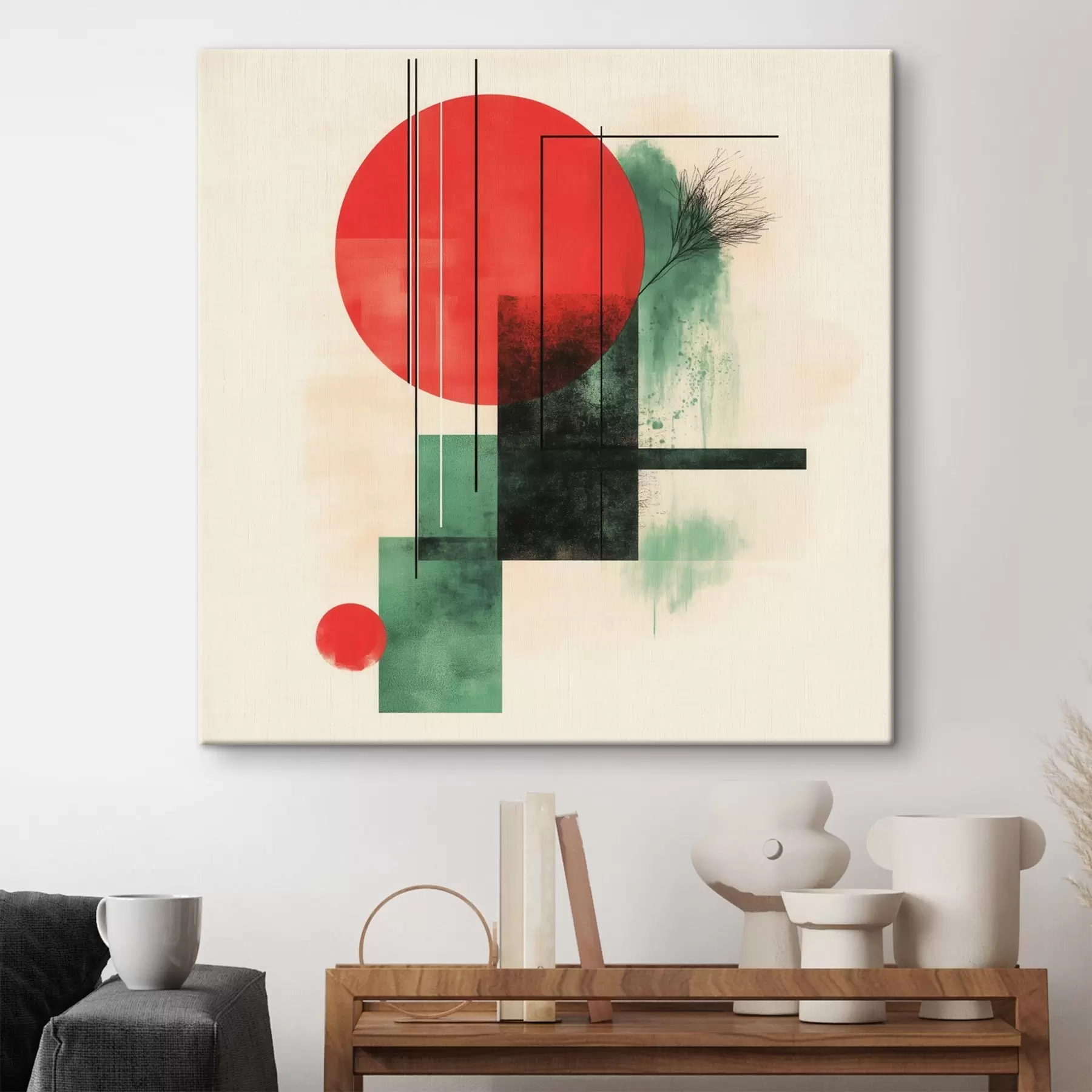 Fototapete Zeitgenössische künstlerische Komposition mit grafischen Linien und strukturierten Elementen s48887