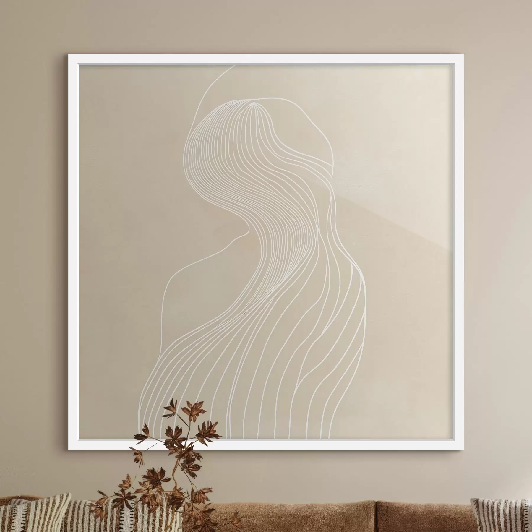 Fototapete Abstrakte weibliche Silhouette in weißen Linien im minimalistischen Stil f48875