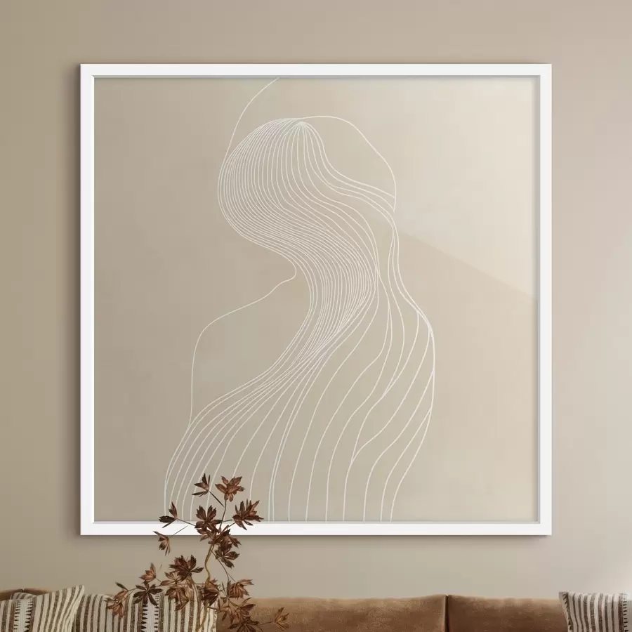 Fototapete Abstrakte weibliche Silhouette in weißen Linien im minimalistischen Stil f48875