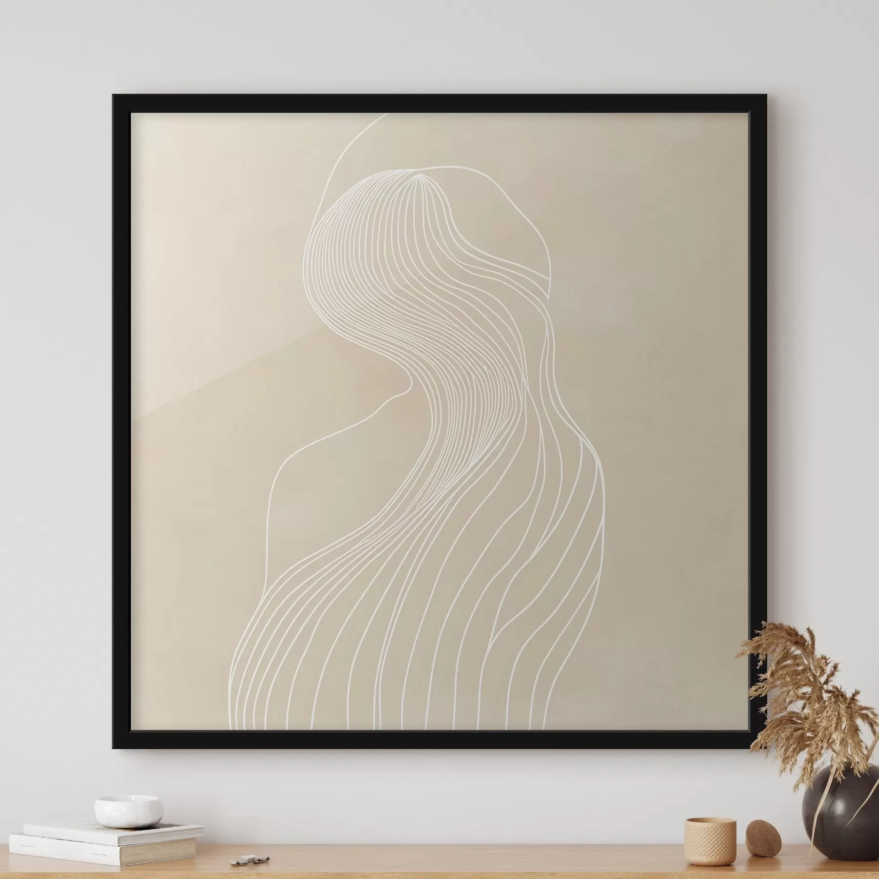 Fototapete Abstrakte weibliche Silhouette in weißen Linien im minimalistischen Stil f48875