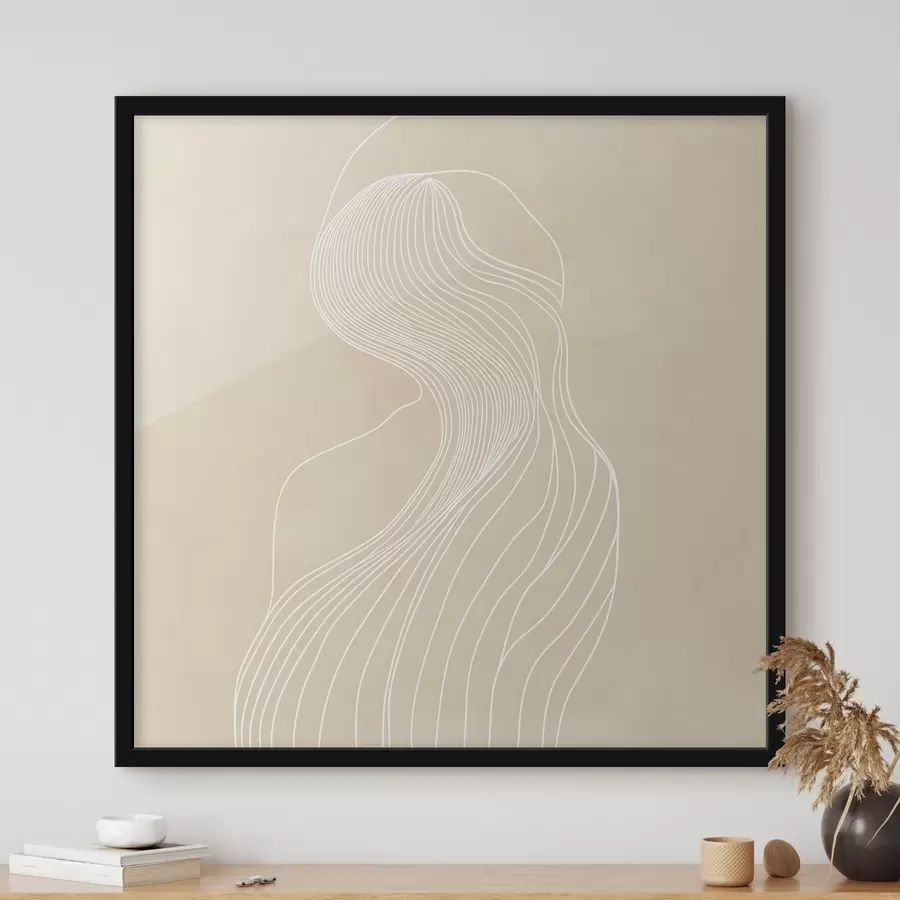 Fototapete Abstrakte weibliche Silhouette in weißen Linien im minimalistischen Stil f48875