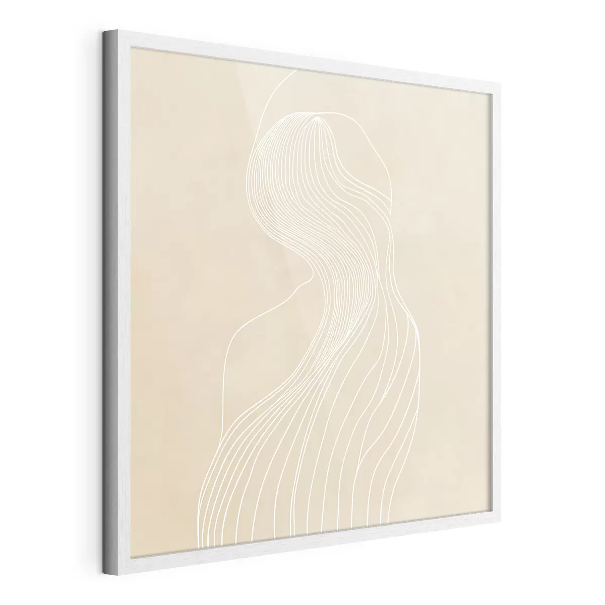 Poster Abstrakte weibliche Silhouette in weißen Linien im minimalistischen Stil f48875
