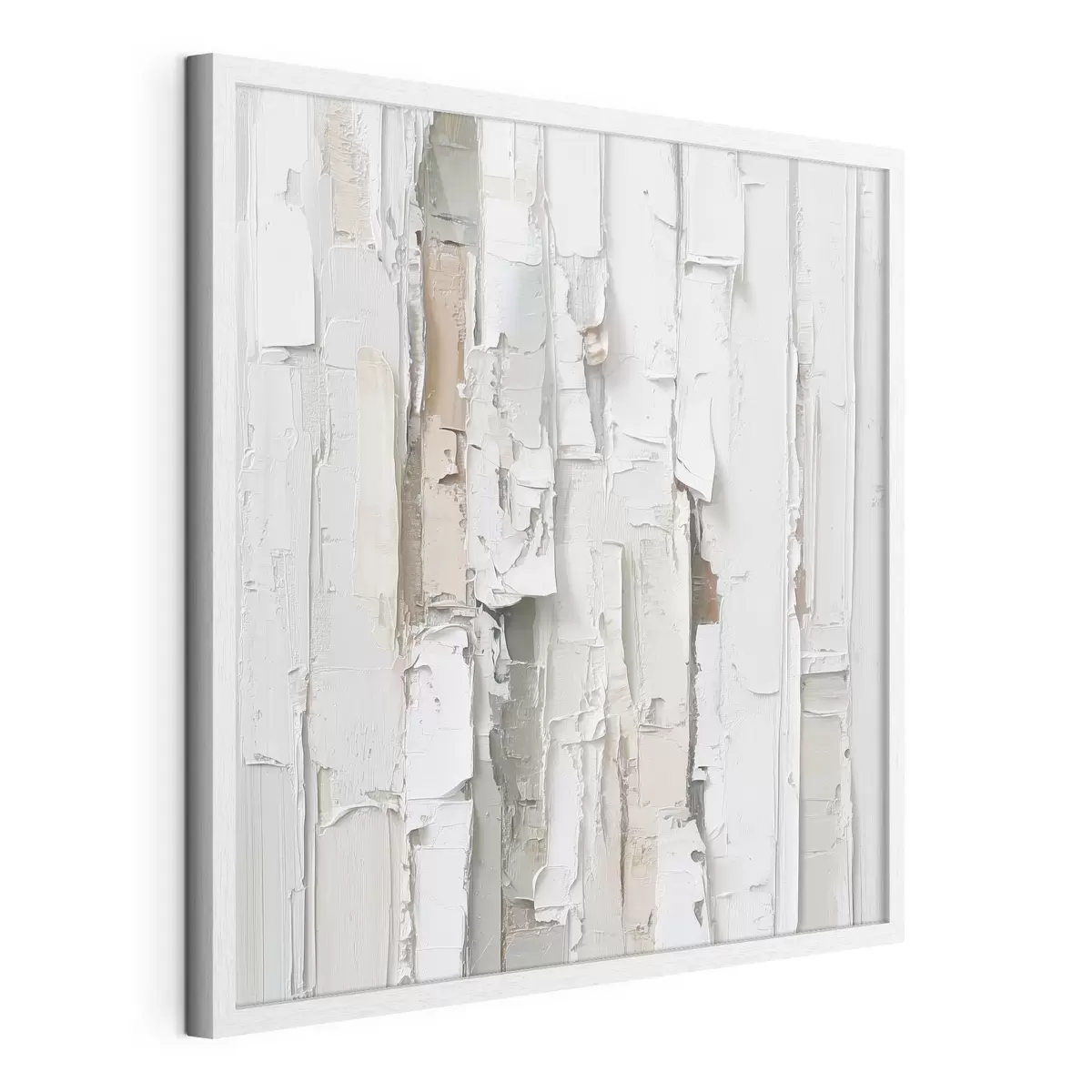 Poster Voluminöse abstrakte Komposition in einer Farbpalette aus Hellgrau und Beige f48877