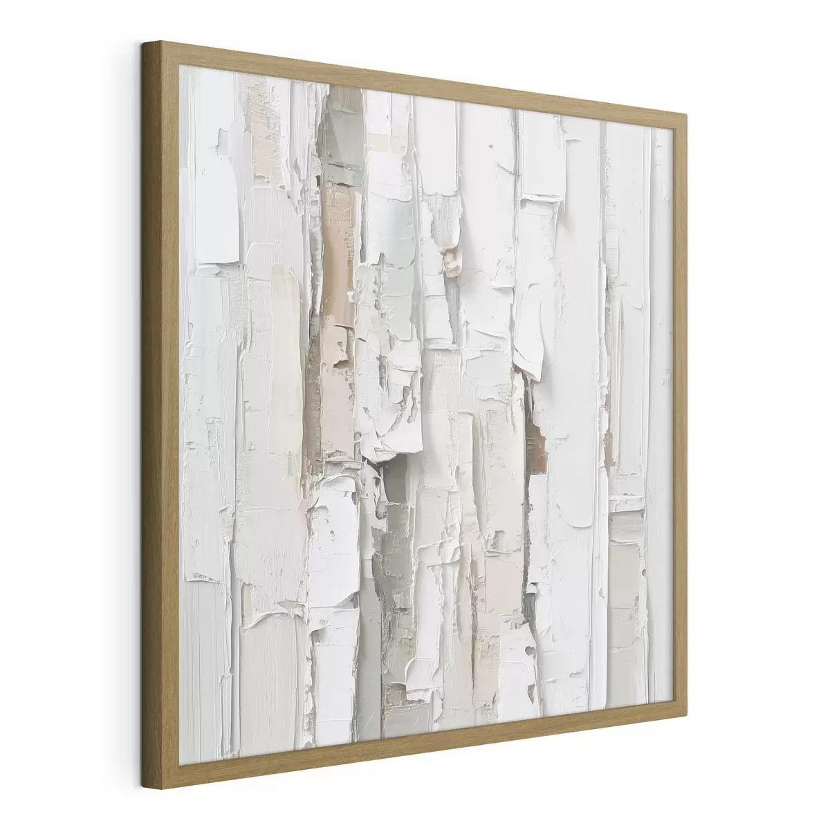 Poster Voluminöse abstrakte Komposition in einer Farbpalette aus Hellgrau und Beige f48877