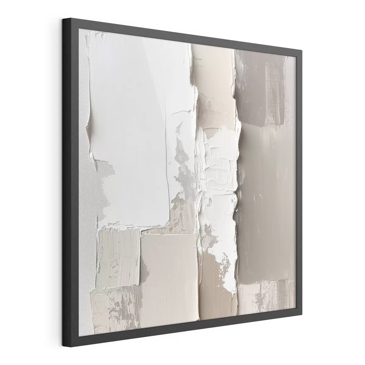 Poster Zeitgenössisches Gemälde in Beige- und Weißtönen mit ausgeprägtem Relief f48878