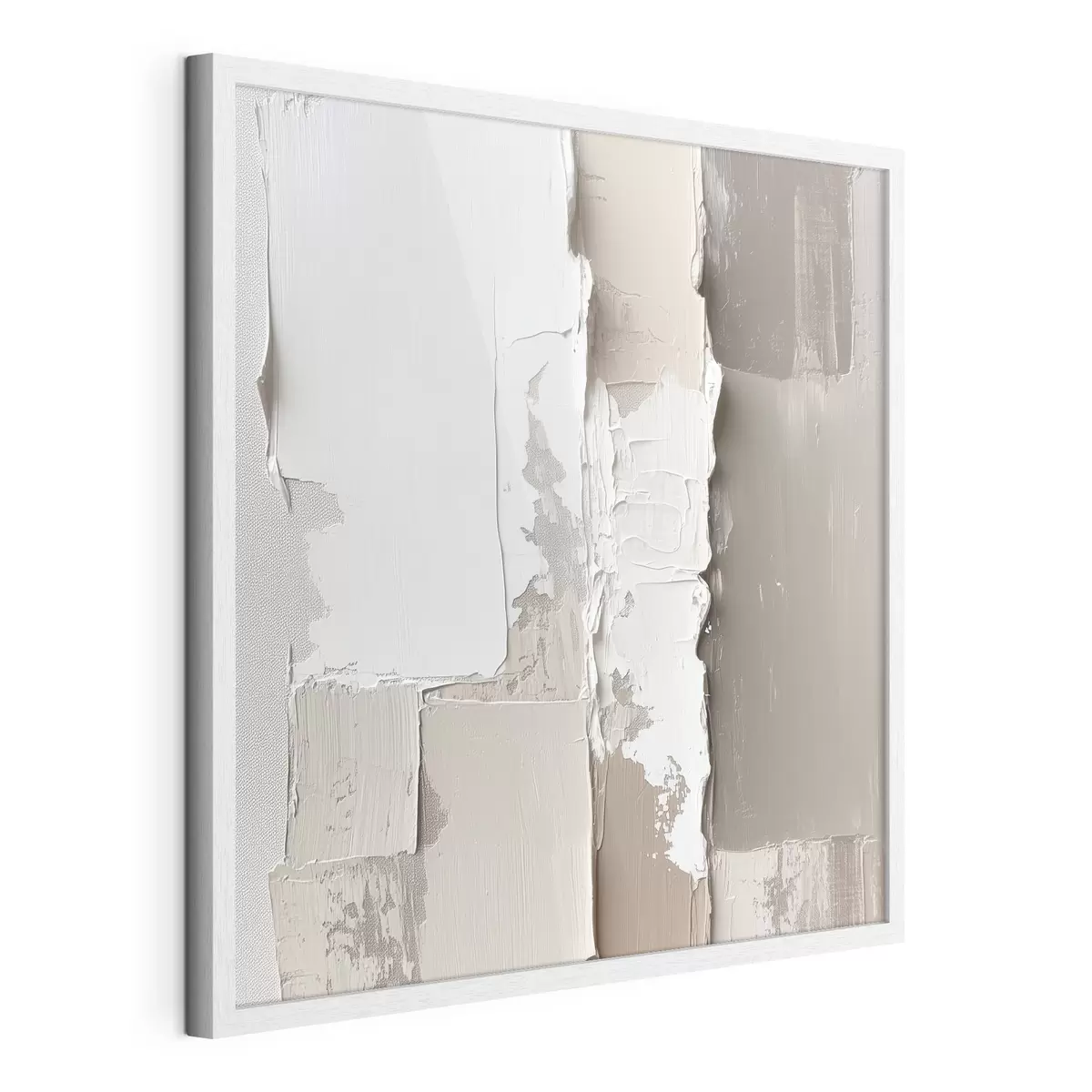 Poster Zeitgenössisches Gemälde in Beige- und Weißtönen mit ausgeprägtem Relief f48878