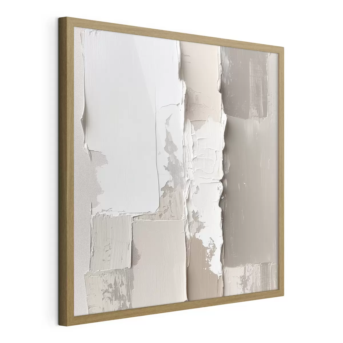 Poster Zeitgenössisches Gemälde in Beige- und Weißtönen mit ausgeprägtem Relief f48878