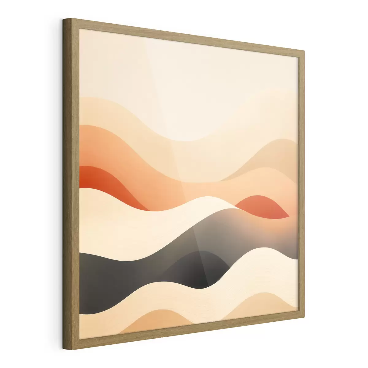 Poster Moderne, stilisierte Landschaft mit wellenförmigen Konturen und einem sanften Farbverlauf f48880
