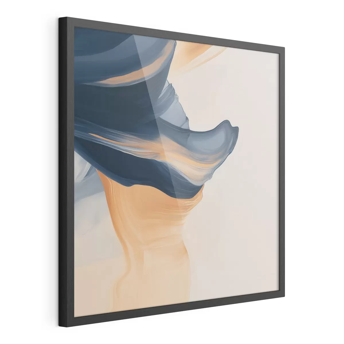 Poster Komposition mit tiefblauen und warmen Pfirsichfarben in einem zeitgenössischen Malstil f48883