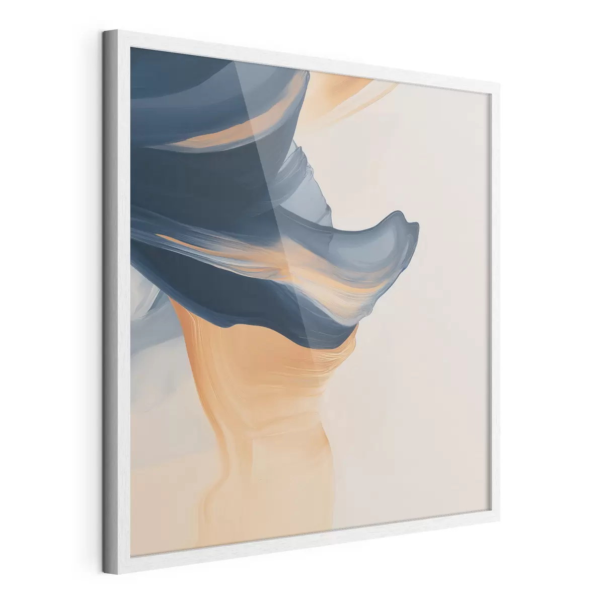 Poster Komposition mit tiefblauen und warmen Pfirsichfarben in einem zeitgenössischen Malstil f48883