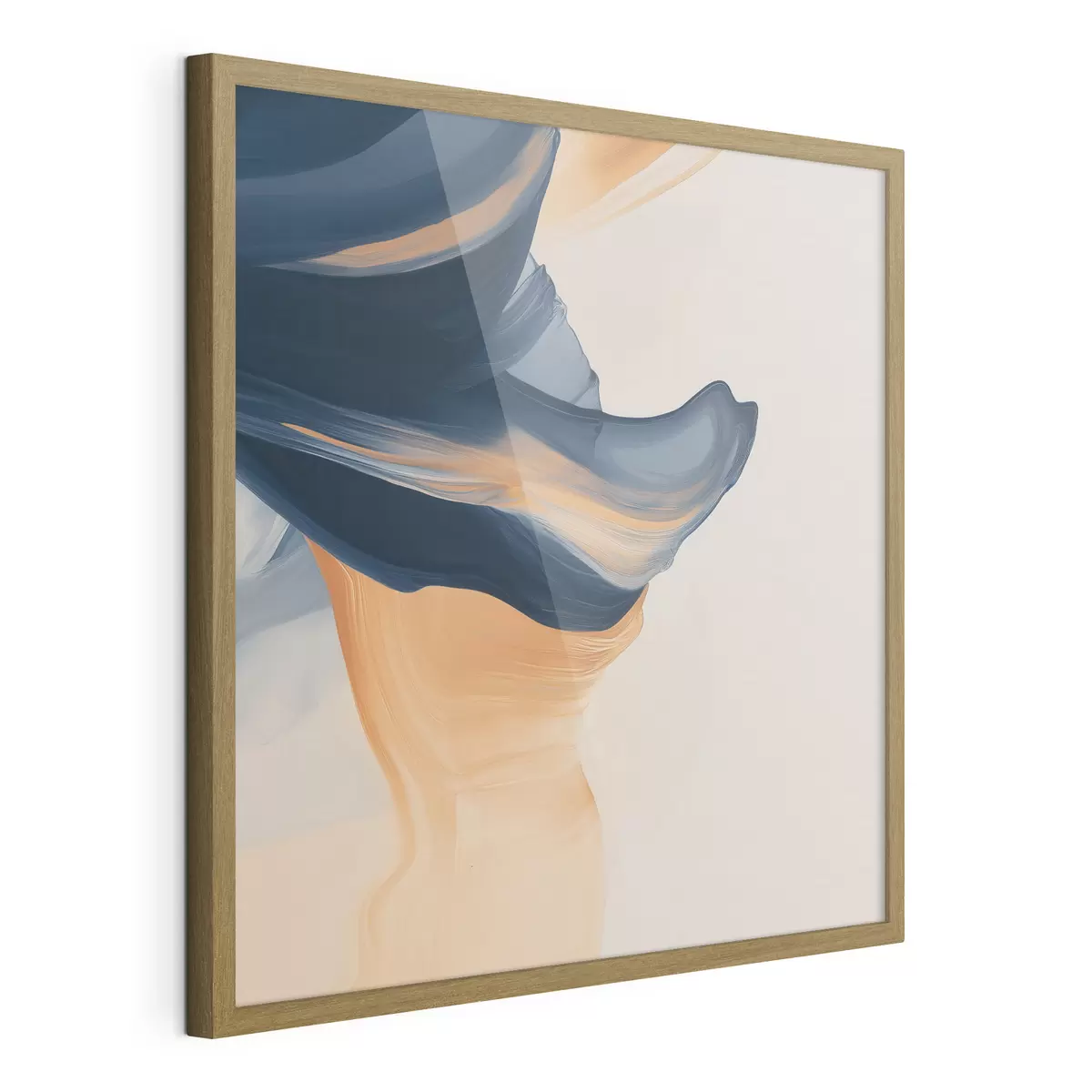 Poster Komposition mit tiefblauen und warmen Pfirsichfarben in einem zeitgenössischen Malstil f48883