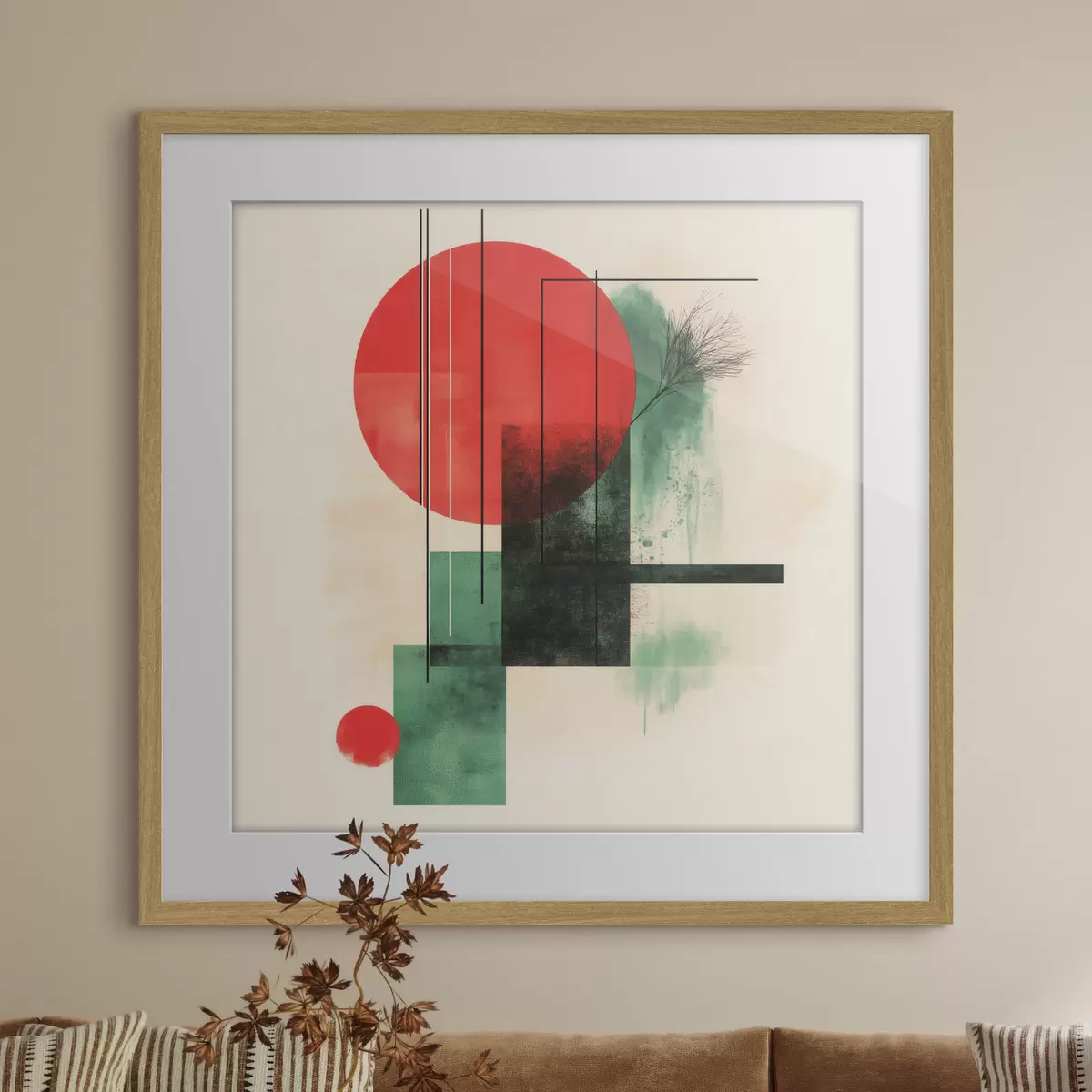 Poster Zeitgenössische künstlerische Komposition mit grafischen Linien und strukturierten Elementen f48887