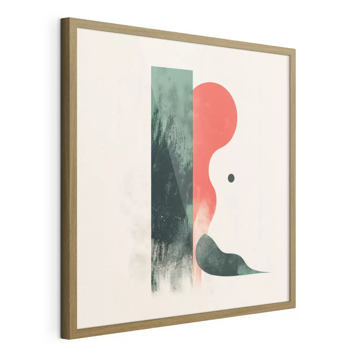 Poster Moderne geometrische Komposition mit roten und grünen abstrakten Formen f48888