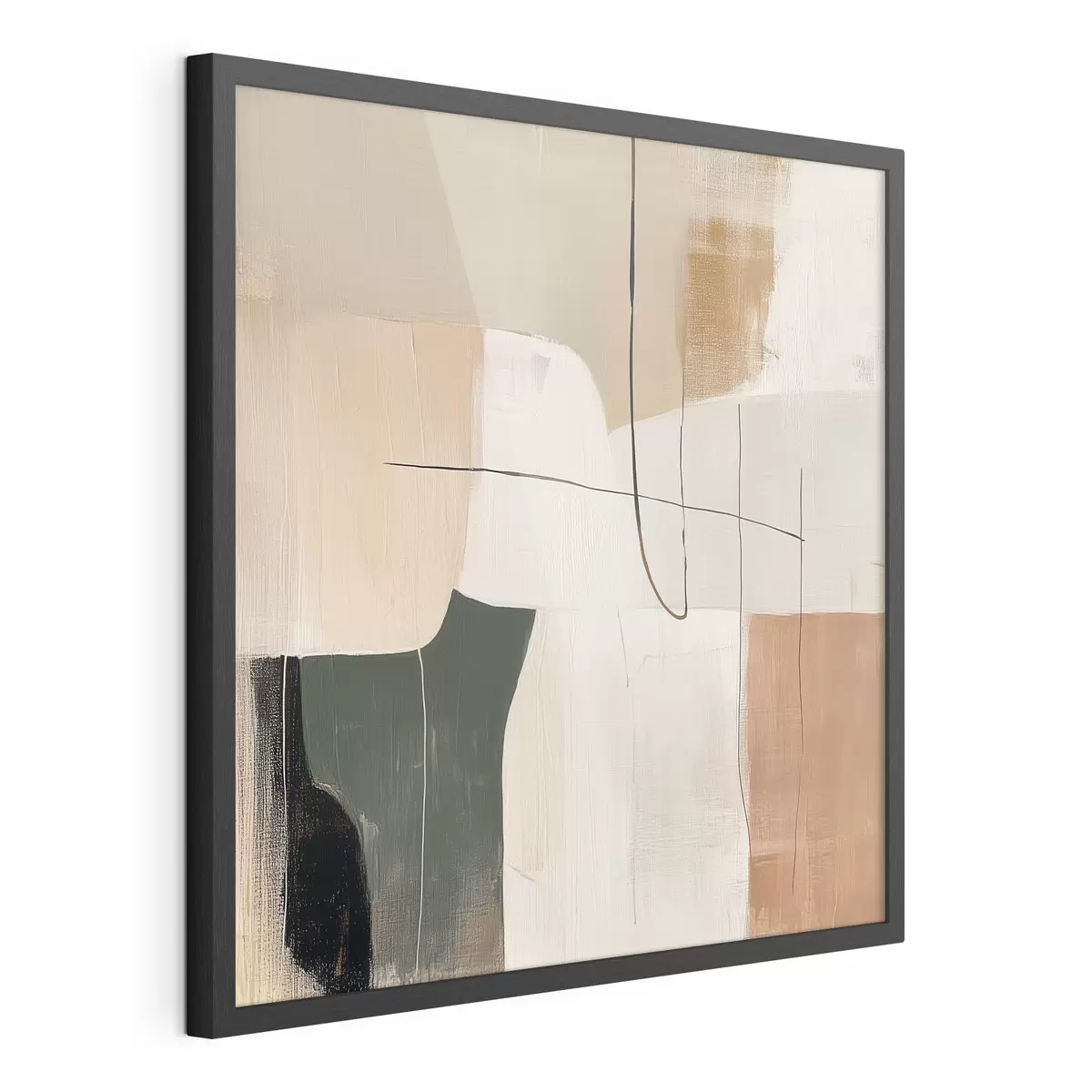 Poster Abstrakte Wandmalerei in Pastell-, Ocker- und Olivtönen f48889
