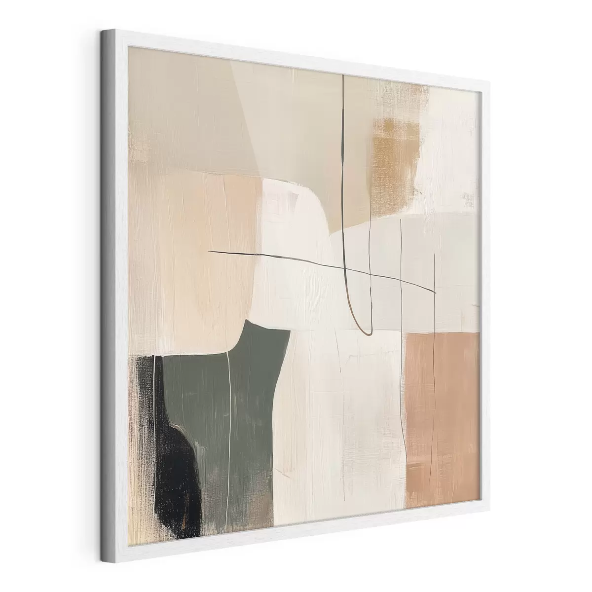 Poster Abstrakte Wandmalerei in Pastell-, Ocker- und Olivtönen f48889