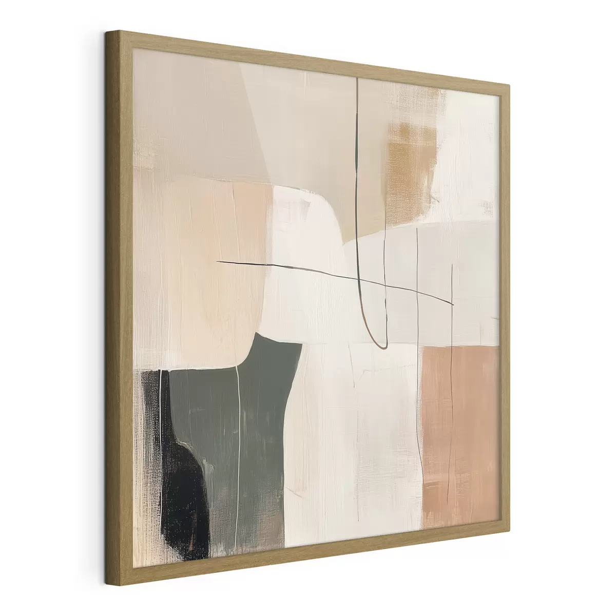 Poster Abstrakte Wandmalerei in Pastell-, Ocker- und Olivtönen f48889