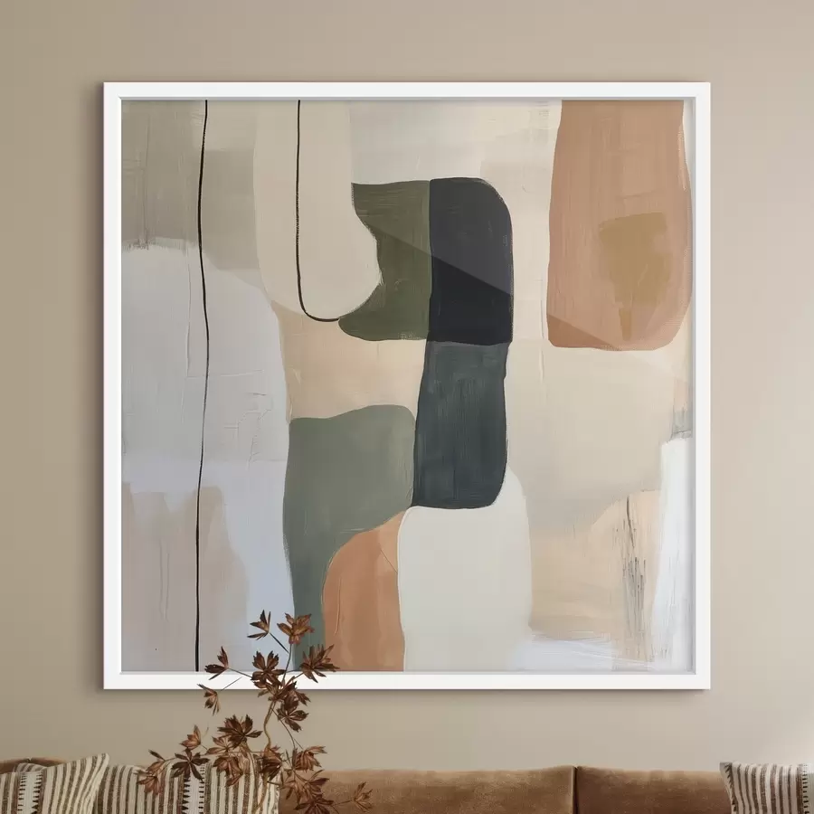 Fototapete Moderne abstrakte Komposition mit Farbblöcken und einer eleganten grafischen Linie f48890