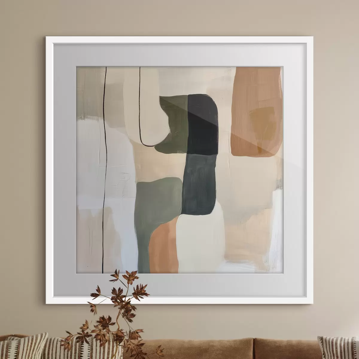 Poster Moderne abstrakte Komposition mit Farbblöcken und einer eleganten grafischen Linie f48890