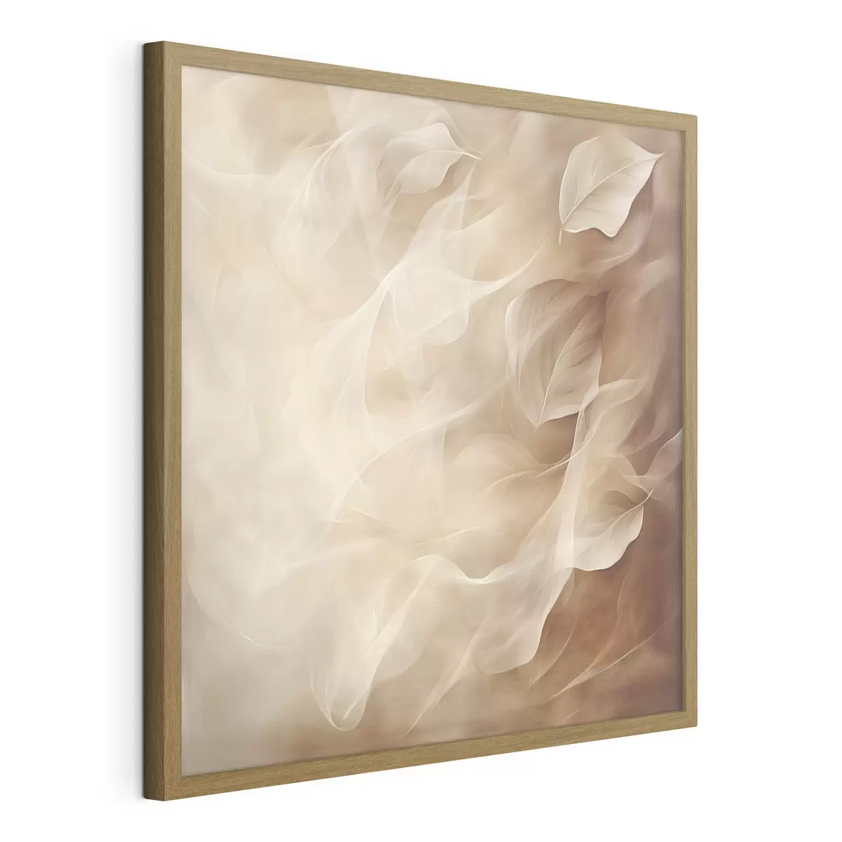 Poster Zarte Blätter in Beige- und Brauntönen in einem zeitgenössischen Malstil f48892