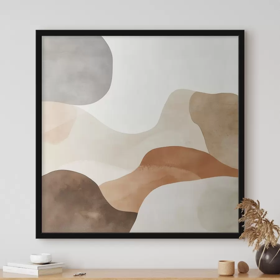 Fototapete Abstrakte Landschaft mit fließenden Linien in einer warmen Beige-Braun-Farbpalette f48893