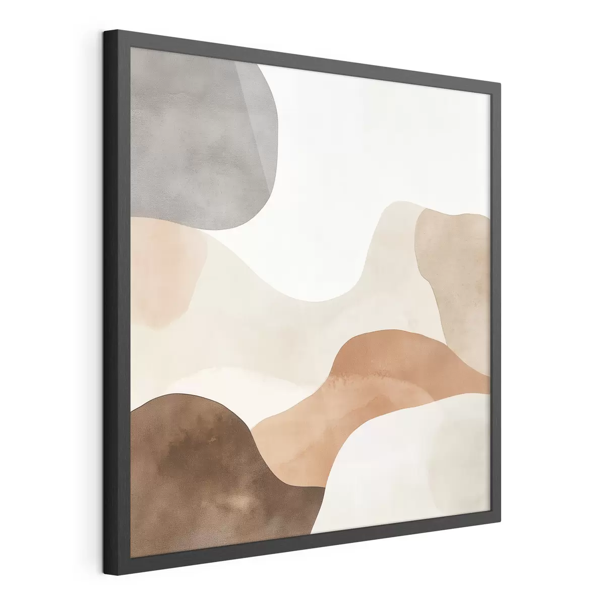 Poster Abstrakte Landschaft mit fließenden Linien in einer warmen Beige-Braun-Farbpalette f48893