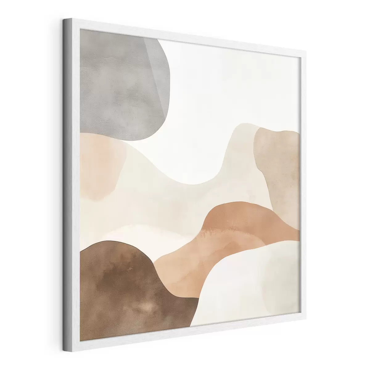 Poster Abstrakte Landschaft mit fließenden Linien in einer warmen Beige-Braun-Farbpalette f48893