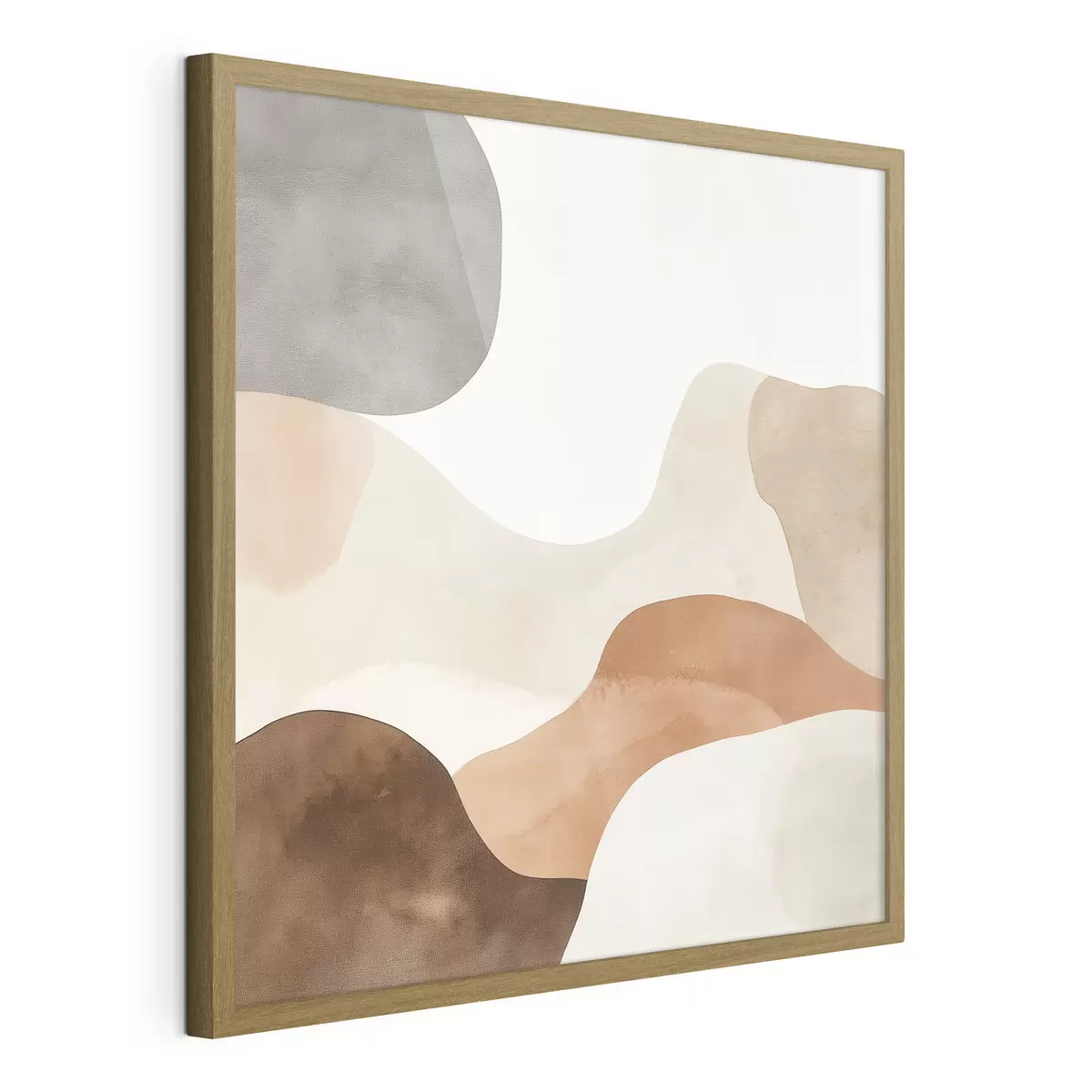 Poster Abstrakte Landschaft mit fließenden Linien in einer warmen Beige-Braun-Farbpalette f48893