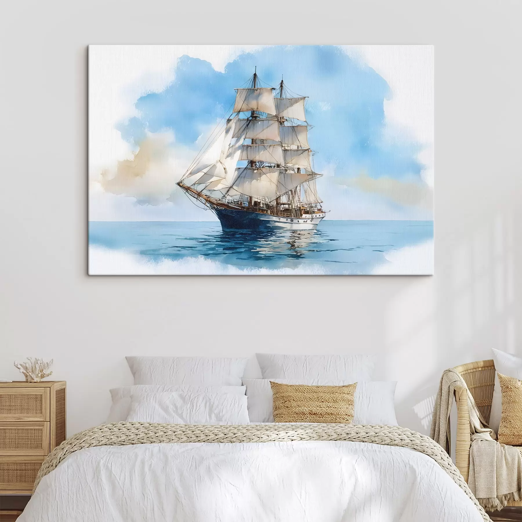 Fototapete Ein Schiff auf See im Aquarellstil s49421