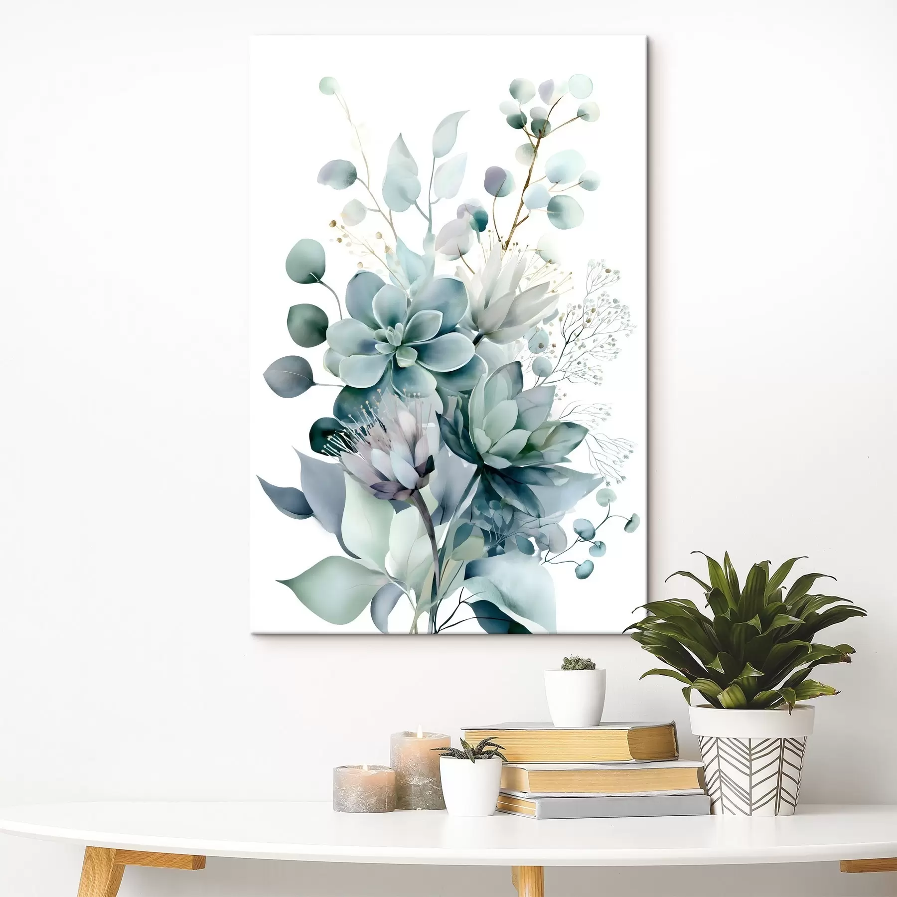 Fototapete Sukkulenten und Pflanzen im Aquarellstil s49426