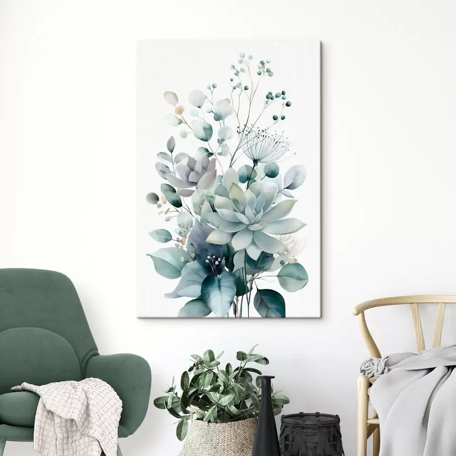 Fototapete Sukkulenten und Pflanzen im Aquarellstil s49427