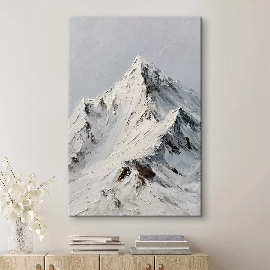 Fototapete Schneebedeckte Berge im Impasto-Stil s49461