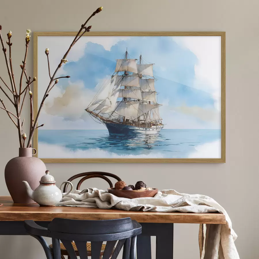 Fototapete Ein Schiff auf See im Aquarellstil f49421