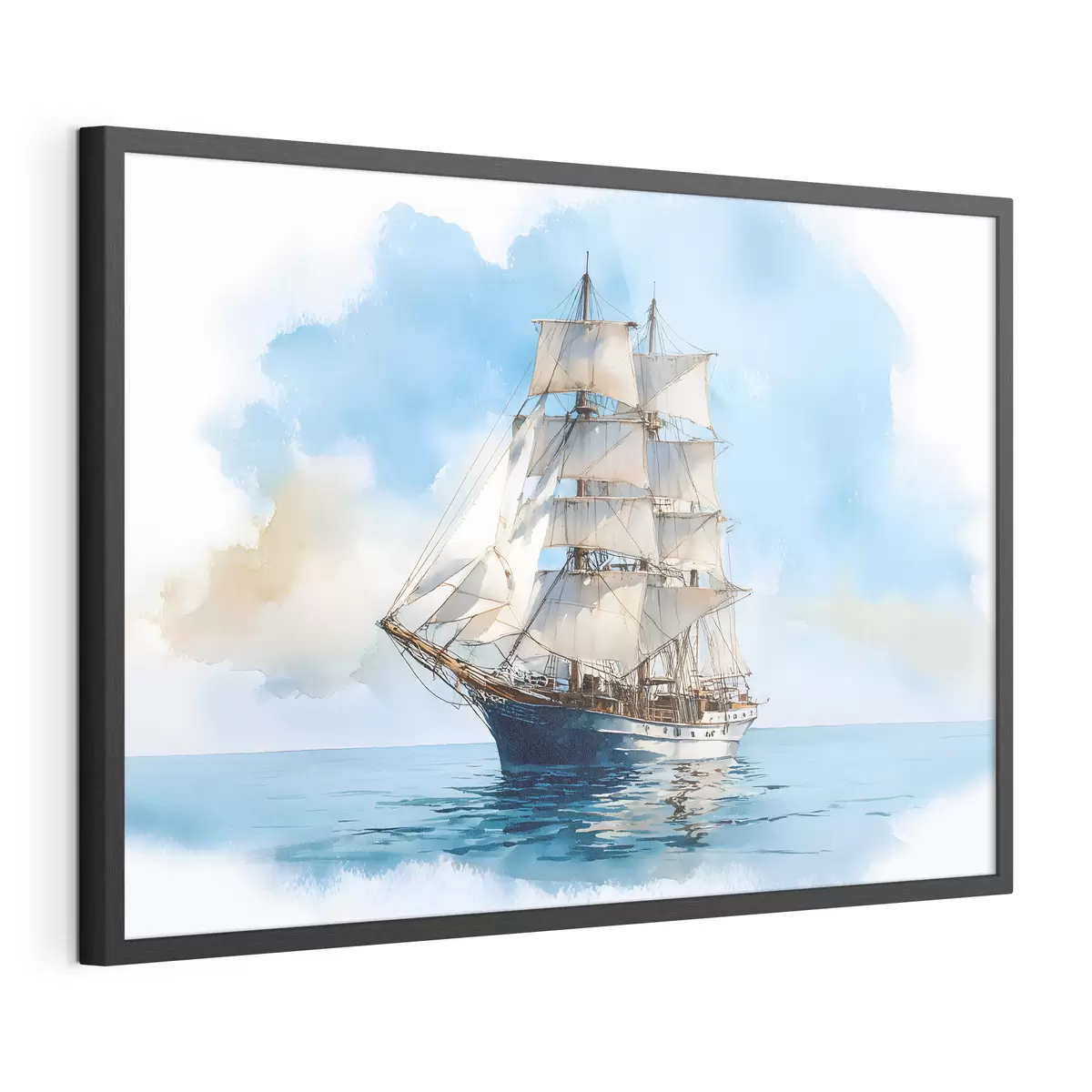 Poster Ein Schiff auf See im Aquarellstil f49421