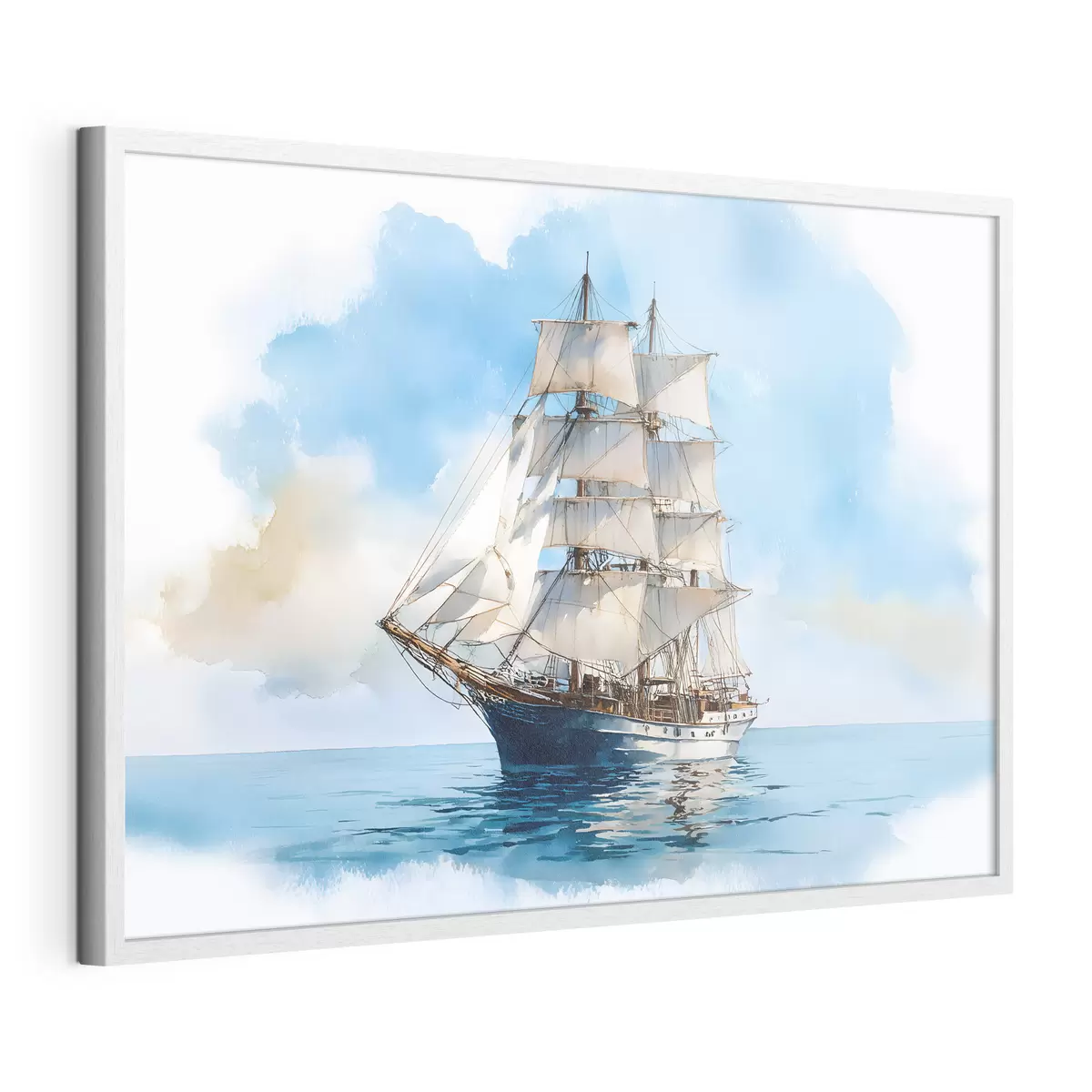 Poster Ein Schiff auf See im Aquarellstil f49421