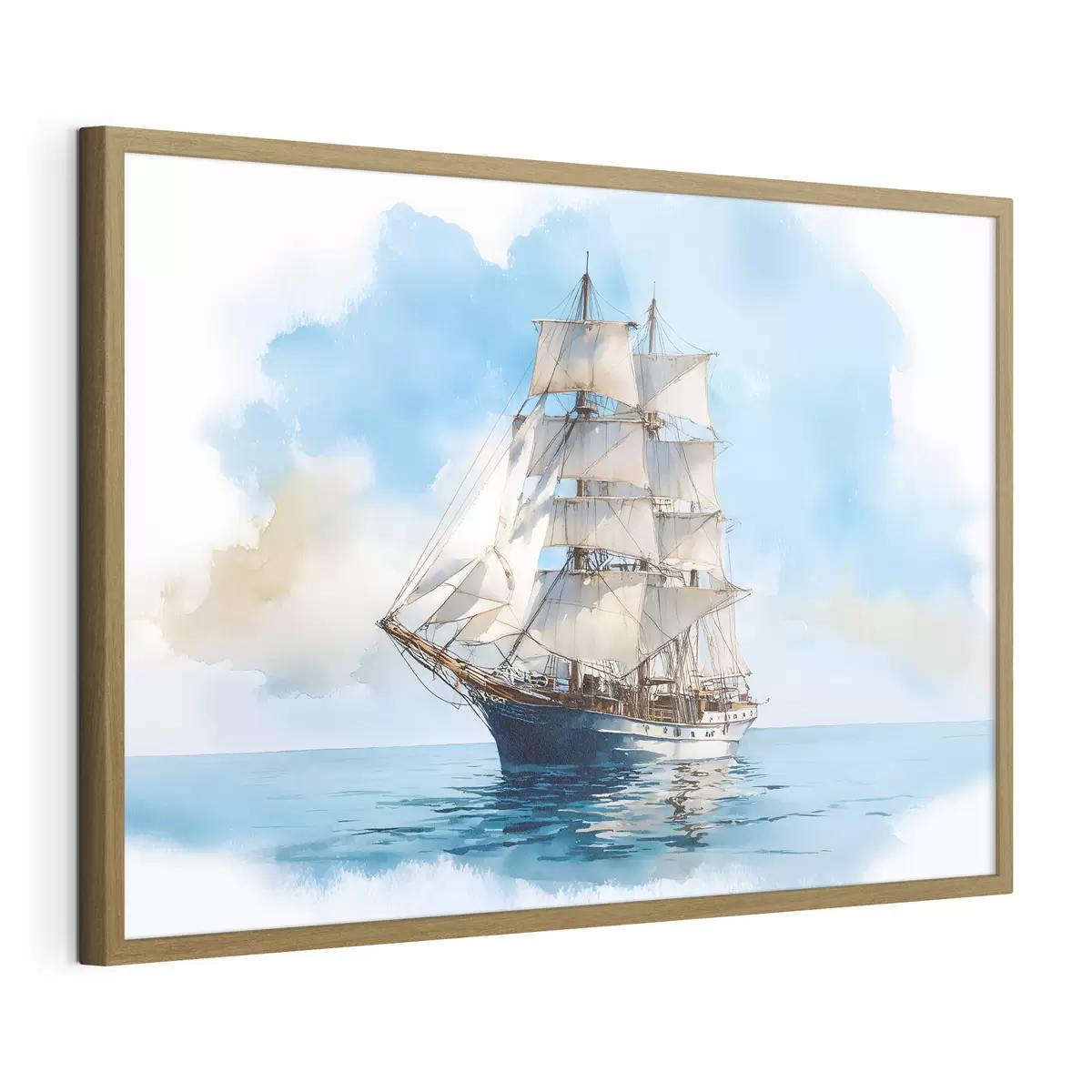 Poster Ein Schiff auf See im Aquarellstil f49421